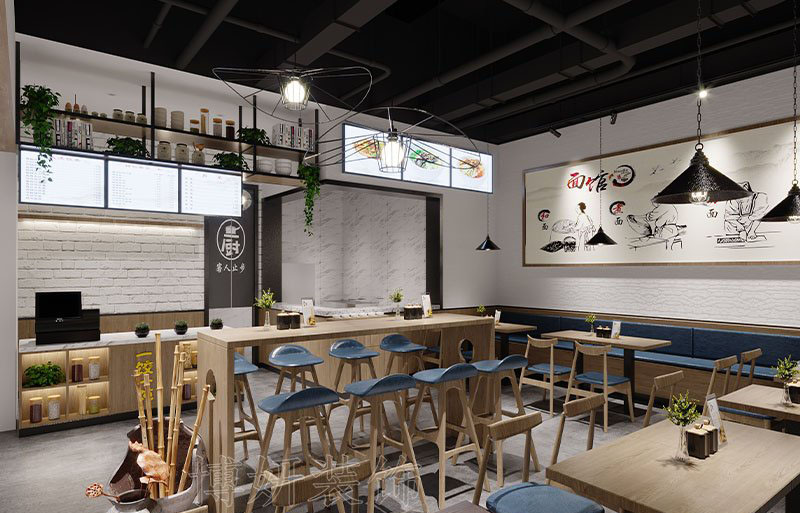 宁波古今融合小吃店装修设计方案效果图