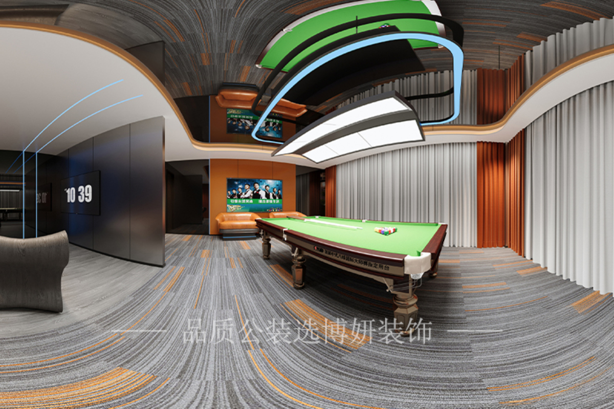 宁波台球厅装修设计,宁波台球厅装修公司,宁波台球厅设计效果图,宁波博妍装饰
